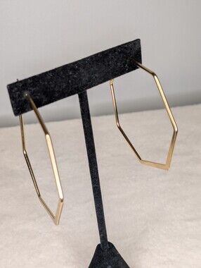 BP Nordstrom Gold Tone Hexagon Geometric Hoop Earrings